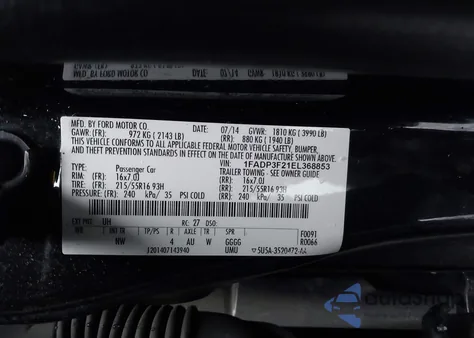 2014 Ford Focus Se from USA, damaged, VIN 1FADP3F21EL368853